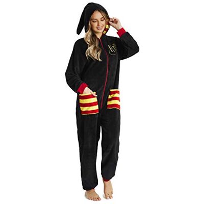 HARRY POTTER Pijamas Mulher de Uma Peça, Pijama Mulher Inverno Inteiro com Capuz, Merchandising Oficial Presentes para Mulher Homem Adolescentes S-XL, Preto, M HARRY POTTER Pijamas Mulher de Uma Peça, Pijama Mulher Inverno Inteiro com Capuz, Merchandising Oficial Presentes para Mulher Homem Adolescentes S-XL, Preto, M
