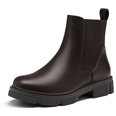 DREAM PAIRS Botas Chelsea mulher rasas botas mulher outono pele sintética conforto SDAB2205W-E Upper PU mate, suela TPR gruesa, agarre antideslizante, forro jersey transpirable. DREAM PAIRS Botas Chelsea mulher rasas botas mulher outono pele sintética conforto SDAB2205W-E Upper PU mate, suela TPR gruesa, agarre antideslizante, forro jersey transpirable.