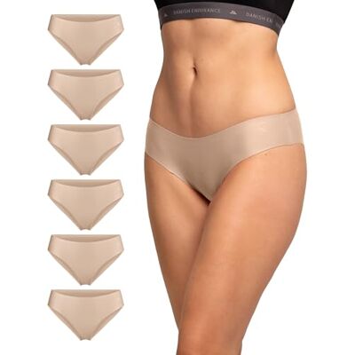 DANISH ENDURANCE Cuecas invisíveis para mulher, calcinhas sem costuras e sem etiquetas, corte a laser, 6 pacotes DANISH ENDURANCE Cuecas invisíveis para mulher, calcinhas sem costuras e sem etiquetas, corte a laser, 6 pacotes