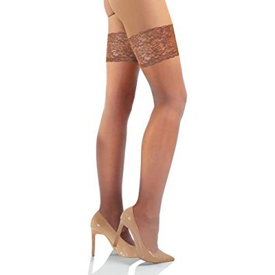 Sesto Senso Meias autocolantes mulher 15 DEN renda com silicone pack de 1 ou 2 lingerie sexy Sesto Senso Meias autocolantes mulher 15 DEN renda com silicone pack de 1 ou 2 lingerie sexy