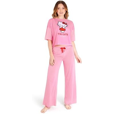 Hello Kitty Pijama Mujer, Camiseta con Mangas Cortas y Pantalones Largos Regalos para Ella Hello Kitty Pijama Mujer, Camiseta con Mangas Cortas y Pantalones Largos Regalos para Ella