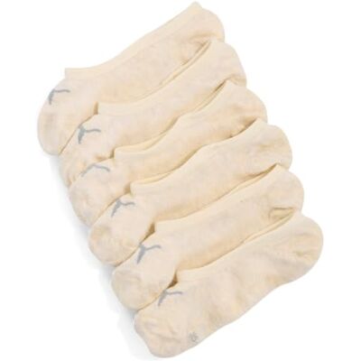 PUMA Meias unissexo Footie (pacote de 3), Branco PUMA Meias unissexo Footie (pacote de 3), Branco