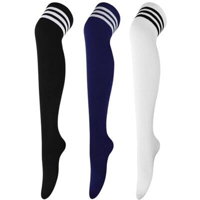DRESHOW 3 pares meias até ao joelho para mulher, riscas escola de cosplay casual sobre o joelho meias até à coxa meias compridas, 3 Pares Set-33, Tamanho único DRESHOW 3 pares meias até ao joelho para mulher, riscas escola de cosplay casual sobre o joelho meias até à coxa meias compridas, 3 Pares Set-33, Tamanho único