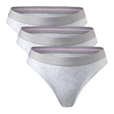 DANISH ENDURANCE Tangas de algodão orgânico macias para mulher, elásticas e confortáveis, 3 pacotes, cinzento DANISH ENDURANCE Tangas de algodão orgânico macias para mulher, elásticas e confortáveis, 3 pacotes, cinzento