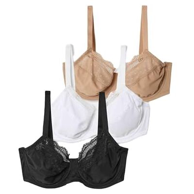 Marks & Spencer Pacote de 3 sutiãs redutores de copo completo com aros para copos C-H mulheres Marks & Spencer Pacote de 3 sutiãs redutores de copo completo com aros para copos C-H mulheres