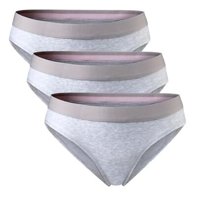 DANISH ENDURANCE Cuecas de algodão orgânico macio para mulher, cuecas de biquíni, 3 e 6 pacotes, Pacote de 3 cinzento DANISH ENDURANCE Cuecas de algodão orgânico macio para mulher, cuecas de biquíni, 3 e 6 pacotes, Pacote de 3 cinzento