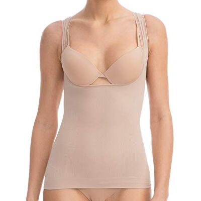 Farmacell Bodyshaper 606B T-shirt de contenção sem copos modeladora push-up fibra NILIT Breeze leve e refrescante, Carne Farmacell Bodyshaper 606B T-shirt de contenção sem copos modeladora push-up fibra NILIT Breeze leve e refrescante, Carne
