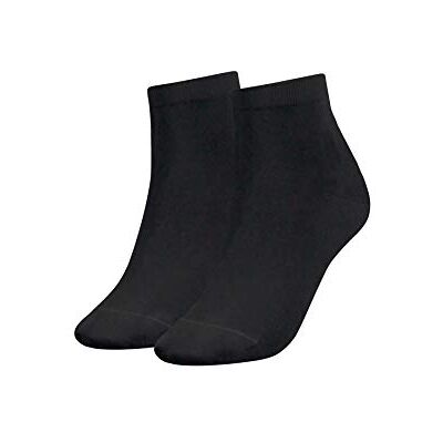 Tommy Hilfiger Meias curtas (pacote de 2) para mulher, Preto (Black 200), 35-38 Tommy Hilfiger Meias curtas (pacote de 2) para mulher, Preto (Black 200), 35-38