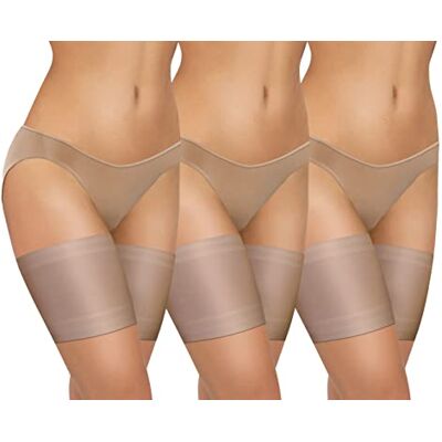 Sesto Senso 3 pares lisos e sexy faixas femininas para as coxas contra roçaduras com faixas de silicone de suporte no interior, 3 Pares Sábia Sesto Senso 3 pares lisos e sexy faixas femininas para as coxas contra roçaduras com faixas de silicone de suporte no interior, 3 Pares Sábia