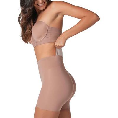 Leonisa Cuecas de realce glúteos com enchimento removível estilo Culotte Magic Benefit, Castanho, L Leonisa Cuecas de realce glúteos com enchimento removível estilo Culotte Magic Benefit, Castanho, L