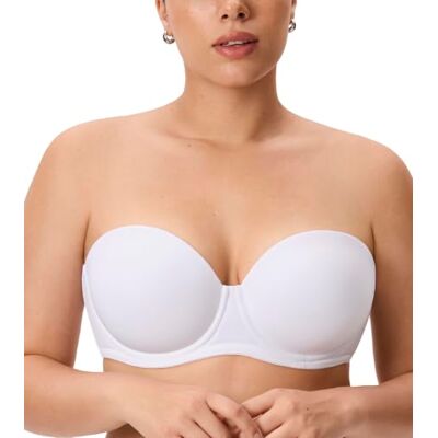 DELIMIRA Sutiã sem Alças com Aros Tamanhos Grandes Invisível Multiposição para Mulher, Branco, 95 I DELIMIRA Sutiã sem Alças com Aros Tamanhos Grandes Invisível Multiposição para Mulher, Branco, 95 I