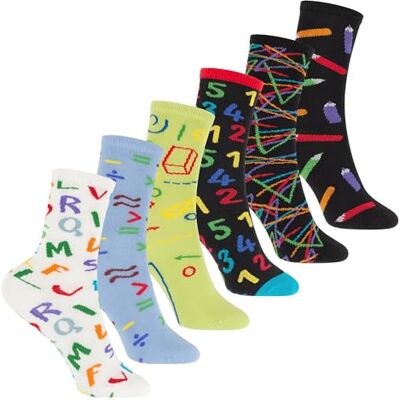 Footstar Meias básicas de algodão coloridas (6 pares) com motivos divertidos para meninas e meninos Footstar Meias básicas de algodão coloridas (6 pares) com motivos divertidos para meninas e meninos