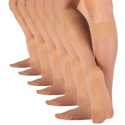 CALZITALY 6 pares de meias até ao joelho semi-transparentes com sola efeito de massagem, mini meias, meias executivas, preto, azul natural, 20 DEN, Made in Italy, Natural tão, Tamanho único CALZITALY 6 pares de meias até ao joelho semi-transparentes com sola efeito de massagem, mini meias, meias executivas, preto, azul natural, 20 DEN, Made in Italy, Natural tão, Tamanho único
