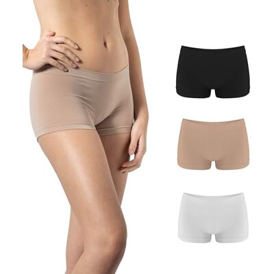 Risalti Boxer Mulher Slip de microfibra 3 peças Culotte mulher calções mais macios do que cuecas de mulher algodão, roupa interior feminina sem costuras e respirável Made in Italy Risalti Boxer Mulher Slip de microfibra 3 peças Culotte mulher calções mais macios do que cuecas de mulher algodão, roupa interior feminina sem costuras e respirável Made in Italy