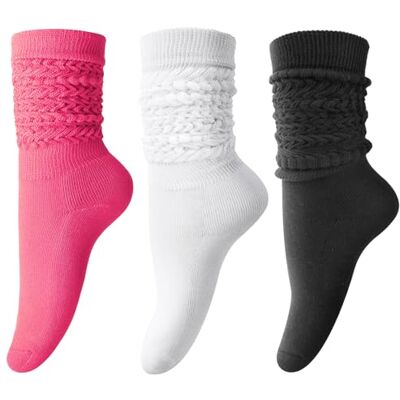 DRESHOW 3 pares meias folgadas para mulher de algodão de malha meias folgadas Scrunch meias para botas de mulher extra longas até ao joelho, Tamanho único DRESHOW 3 pares meias folgadas para mulher de algodão de malha meias folgadas Scrunch meias para botas de mulher extra longas até ao joelho, Tamanho único
