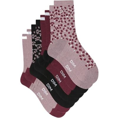 DIM Women Eco Style Meias confortáveis de algodão X4 Meias macias e respiráveis, salto reforçado, multicolorido, tamanho único DIM Women Eco Style Meias confortáveis de algodão X4 Meias macias e respiráveis, salto reforçado, multicolorido, tamanho único