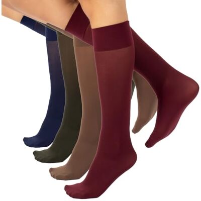 CALZITALY 4 Pares de meias Tupidas até ao joelho 40 Den Preto, Marinha, Verde, Vermelho Meias italianas (FR/ES, Letras, tamanho único, regular, cococoa marinha verde floresta) CALZITALY 4 Pares de meias Tupidas até ao joelho 40 Den Preto, Marinha, Verde, Vermelho Meias italianas (FR/ES, Letras, tamanho único, regular, cococoa marinha verde floresta)