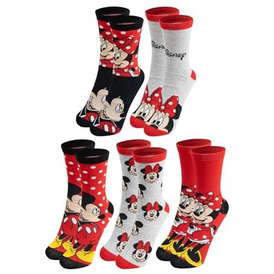United 5 pares de meias para mulher, design Minnie e Mickey Mouse, cor multicolorida, tamanho 38-43 United 5 pares de meias para mulher, design Minnie e Mickey Mouse, cor multicolorida, tamanho 38-43