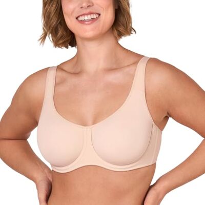 DELIMIRA Sutiã sem enchimento estilo simples com aros tamanhos grandes para mulher, Bege, 95 E DELIMIRA Sutiã sem enchimento estilo simples com aros tamanhos grandes para mulher, Bege, 95 E