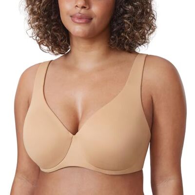 DELIMIRA Sutiã Redutor Tamanho Grande com Aros sem Enchimento Confortável para Mulher, Bege quente, 90 G DELIMIRA Sutiã Redutor Tamanho Grande com Aros sem Enchimento Confortável para Mulher, Bege quente, 90 G