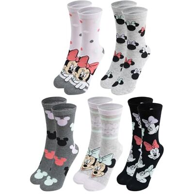 United 5 pares de meias Disney Minnie Mouse para mulher, preto e cinzento, 38-43, meias para mulher, meias para mulher United 5 pares de meias Disney Minnie Mouse para mulher, preto e cinzento, 38-43, meias para mulher, meias para mulher