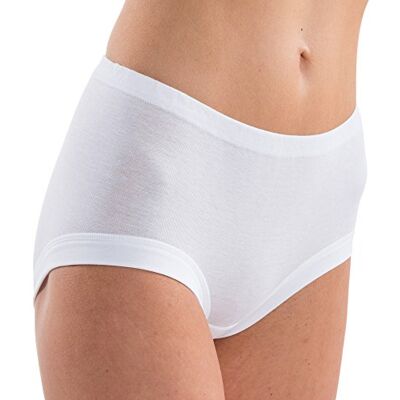 HERMKO 1140 Pack de 5 cuecas cintura de mulher com bordas 100 % algodão orgânico, Branco HERMKO 1140 Pack de 5 cuecas cintura de mulher com bordas 100 % algodão orgânico, Branco