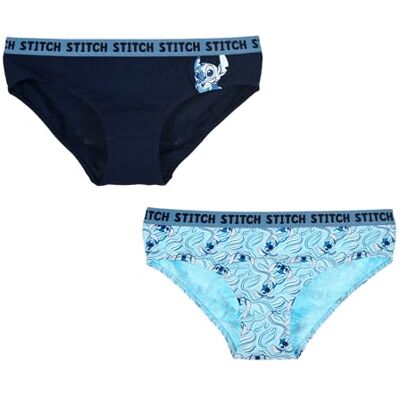 Disney Stitch Cuecas para mulher, conjunto de 2 cuecas Slip, algodão elástico macio, cuecas clássicas, roupa interior Disney Stitch Cuecas para mulher, conjunto de 2 cuecas Slip, algodão elástico macio, cuecas clássicas, roupa interior