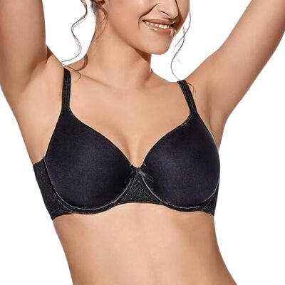 Selene , Sutiã para mulher com faixa anatómica, com aro e copo Spacer respirável acolchoado, coleção Fabiola, cor preta, tamanho 90C Selene , Sutiã para mulher com faixa anatómica, com aro e copo Spacer respirável acolchoado, coleção Fabiola, cor preta, tamanho 90C