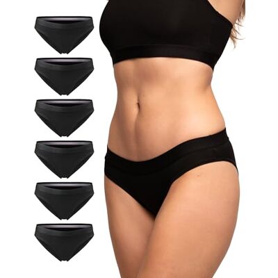 DANISH ENDURANCE Cuecas de algodão orgânico, roupa interior mulher suave, preto 6 pacotes, S DANISH ENDURANCE Cuecas de algodão orgânico, roupa interior mulher suave, preto 6 pacotes, S
