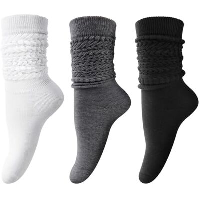 DRESHOW 3 Pares de Meias Soltas para Mulher de Algodão de Malha Meias Soltas Scrunch Meias para Botas de Mulher Extralongas Até ao Joelho, Tamanho único DRESHOW 3 Pares de Meias Soltas para Mulher de Algodão de Malha Meias Soltas Scrunch Meias para Botas de Mulher Extralongas Até ao Joelho, Tamanho único