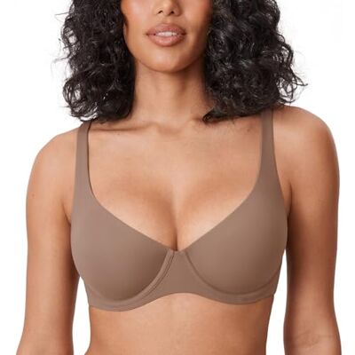 DELIMIRA Sutiã feminino invisível tamanho grande com aros sem enchimento confortável para mulher, 105 F DELIMIRA Sutiã feminino invisível tamanho grande com aros sem enchimento confortável para mulher, 105 F