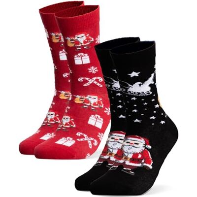 Occulto Meias de Natal mulher e homem 2 pares (modelo: Pai Natal) Occulto Meias de Natal mulher e homem 2 pares (modelo: Pai Natal)