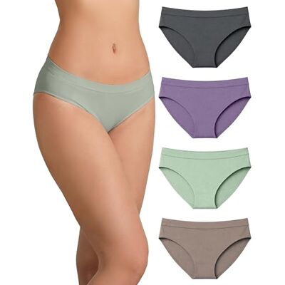 Risalti Cuecas femininas sem costura Eco Friendly 4 peças – roupa interior mulher em microfibra ecológica Yees Green, calcinhas sem costuras confortáveis e respirável, Made in Italy Risalti Cuecas femininas sem costura Eco Friendly 4 peças – roupa interior mulher em microfibra ecológica Yees Green, calcinhas sem costuras confortáveis e respirável, Made in Italy
