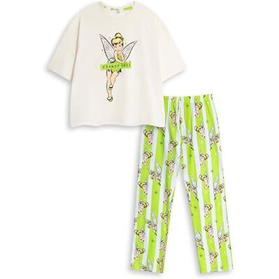 Disney Pijama Verde de Sininho para Mulher, de Manga Curta e Perna Comprida Pijama às Riscas com Design de Sininho Roupa de Dormir Confortável Merchandising Disney Pijama Verde de Sininho para Mulher, de Manga Curta e Perna Comprida Pijama às Riscas com Design de Sininho Roupa de Dormir Confortável Merchandising
