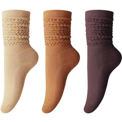 DRESHOW 3 pares meias folgadas para mulher de algodão de malha meias folgadas Scrunch meias para botas de mulher extra longas até ao joelho, Tamanho único DRESHOW 3 pares meias folgadas para mulher de algodão de malha meias folgadas Scrunch meias para botas de mulher extra longas até ao joelho, Tamanho único