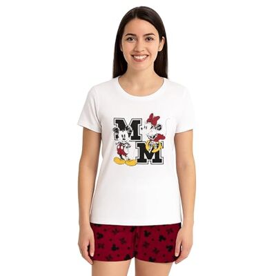United Disney Minnie Mouse pijama para mulher, conjunto de pijama de manga curta com calções branco/vermelho, Branco/Vermelho United Disney Minnie Mouse pijama para mulher, conjunto de pijama de manga curta com calções branco/vermelho, Branco/Vermelho