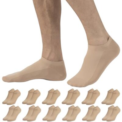 CALZITALY PACK 6/12 pares de meias de tornozelo unissexo, meias curtas para homem e mulher Preto, branco, natural, multicolorido Made in Italy, 12 Pares Natural CALZITALY PACK 6/12 pares de meias de tornozelo unissexo, meias curtas para homem e mulher Preto, branco, natural, multicolorido Made in Italy, 12 Pares Natural