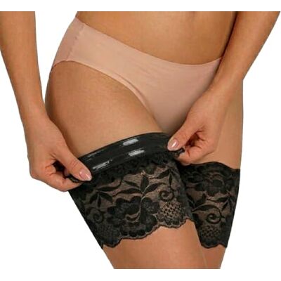 Sesto Senso Sexy coxa bandas de renda elásticas antifricção com quatro tiras de silicone, Preto Sesto Senso Sexy coxa bandas de renda elásticas antifricção com quatro tiras de silicone, Preto
