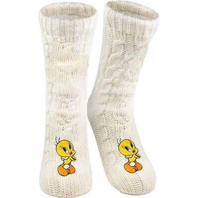 United Looney Tunes Tweety Meias de malha para casa para mulher, meias macias de inverno, meias quentes, cor branca, Branco, 35-38 United Looney Tunes Tweety Meias de malha para casa para mulher, meias macias de inverno, meias quentes, cor branca, Branco, 35-38