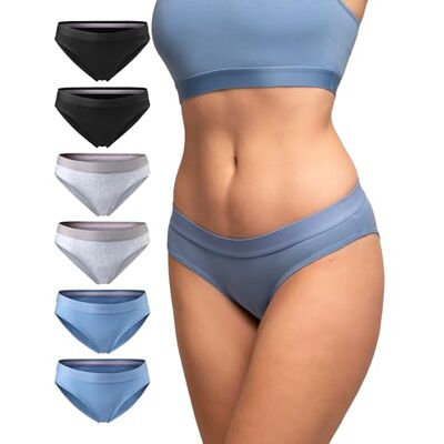 DANISH ENDURANCE Cuecas de algodão orgânico macio para mulher, cuecas de biquíni, 3 e 6 pacotes, M DANISH ENDURANCE Cuecas de algodão orgânico macio para mulher, cuecas de biquíni, 3 e 6 pacotes, M