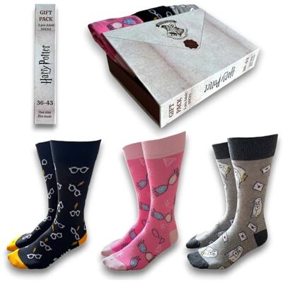 Harry Potter Pack 3 Calcetines Mujer UK 3.5-9 EUR 36-43 Meias divertidas com Hedwig e óculos de lua Lovegood em preto, cinzento e rosa. Licença oficial Harry Potter Pack 3 Calcetines Mujer UK 3.5-9 EUR 36-43 Meias divertidas com Hedwig e óculos de lua Lovegood em preto, cinzento e rosa. Licença oficial
