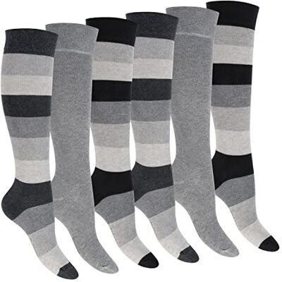 Footstar Meias femininas até aos joelhos (6 pares), cinzento Footstar Meias femininas até aos joelhos (6 pares), cinzento