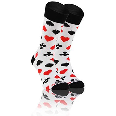 Sesto Senso Meias engraçadas de algodão mulher loucos coloridas Funny Socks, Jogando às cartas Sesto Senso Meias engraçadas de algodão mulher loucos coloridas Funny Socks, Jogando às cartas