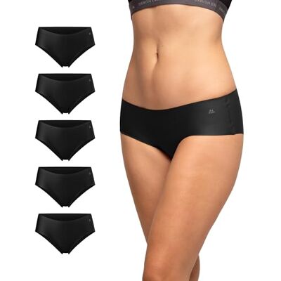 DANISH ENDURANCE Cuecas invisíveis para mulher, sem costuras, 3 e 5 pacotes, Preto pacote de 5 DANISH ENDURANCE Cuecas invisíveis para mulher, sem costuras, 3 e 5 pacotes, Preto pacote de 5