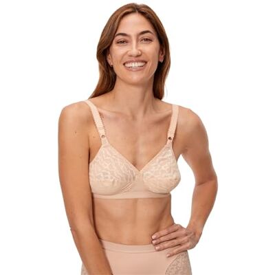 Playtex Sutiã clássico cruzado mágico sem aros para mulher x 1, Bege (Beige), 115 D Playtex Sutiã clássico cruzado mágico sem aros para mulher x 1, Bege (Beige), 115 D