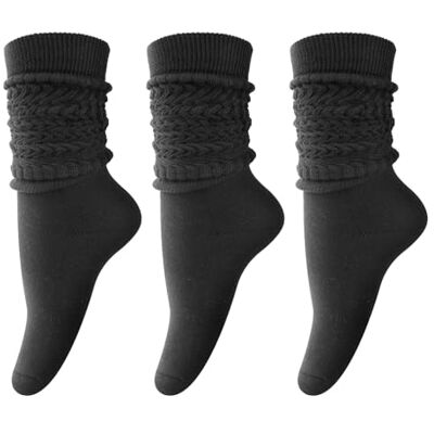 DRESHOW 3 pares meias folgadas para mulher de algodão de malha meias folgadas Scrunch meias para botas de mulher extra longas até ao joelho, Tamanho único DRESHOW 3 pares meias folgadas para mulher de algodão de malha meias folgadas Scrunch meias para botas de mulher extra longas até ao joelho, Tamanho único
