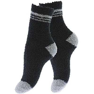 Vincent Pacote de 4 pares de meias macias para dormir em várias cores com e sem riscas, 4 pares preto / preto riscas, Tamanho único Vincent Pacote de 4 pares de meias macias para dormir em várias cores com e sem riscas, 4 pares preto / preto riscas, Tamanho único