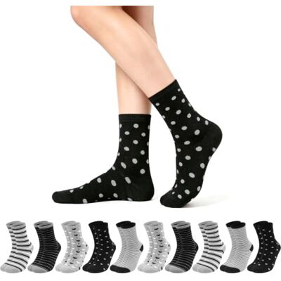 Libella 10 pares meias femininas coloridas algodão 39-42 35-38 desportivas Meias desportivas médias confortáveis respiráveis desenhos riscos, pontos e amor, meias compridas para mulheres e meninas Libella 10 pares meias femininas coloridas algodão 39-42 35-38 desportivas Meias desportivas médias confortáveis respiráveis desenhos riscos, pontos e amor, meias compridas para mulheres e meninas