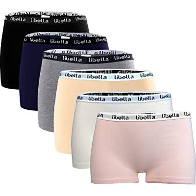Libella ® Pack de 6, Cuecas de mulher, calções curtos, roupa interior de algodão 3407, M Libella ® Pack de 6, Cuecas de mulher, calções curtos, roupa interior de algodão 3407, M