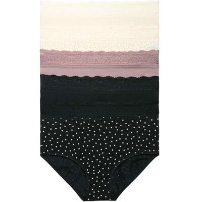 Marks & Spencer Cuecas completas de algodão com lycra® e renda para mulher pack de 5 Marks & Spencer Cuecas completas de algodão com lycra® e renda para mulher pack de 5